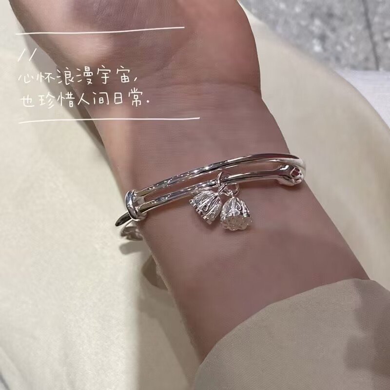 亮面莫比乌斯莲蓬手镯女款扭纹镯子手环可调节