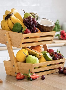 竹制收纳篮双层家用厨房