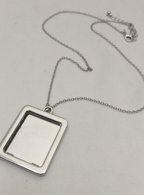 欧美风方形吊坠项链中性款