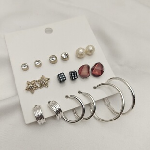 青岛饰品欧美小众设计ins风韩国东大门多件套组合套装耳钉耳环女