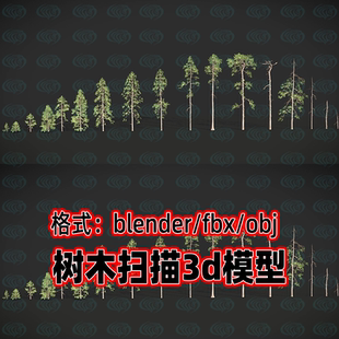 blender树木资产松树大树枯树小数树苗3d扫描模型fbx素材maya c4d