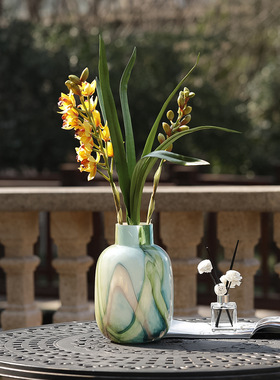 SoftHome北欧渐变拼色玻璃花瓶摆件客厅餐桌水培复古花瓶装饰品