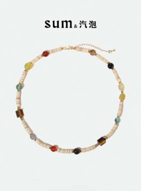 天然石母贝女串珠项链项链