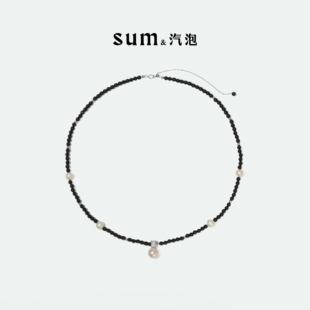 SUM汽泡·黑水晶天然珍珠项链·招财原创设计款 礼物新品