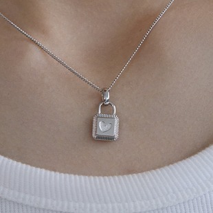 明星同款 通勤百搭礼物 SUM汽泡·925银爱心锁项链·原创设计师款