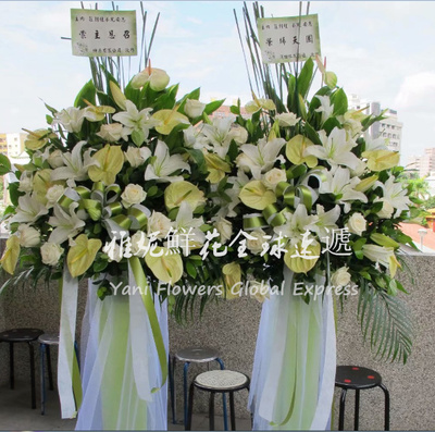 丧礼花篮圈白事葬礼吊唁祭奠台湾
