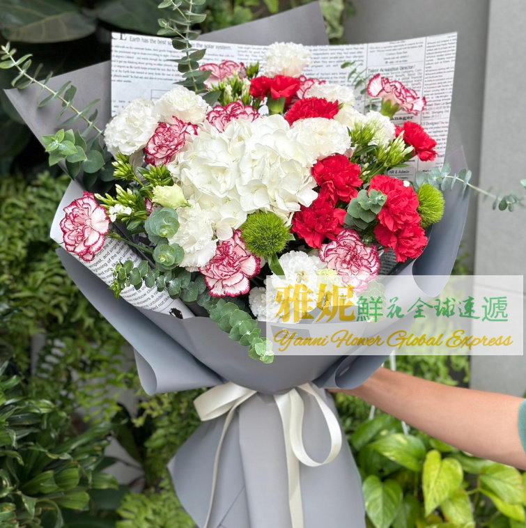 台湾鲜花速递花店送花探望生日祝福百合绣球康乃馨桃园彰化台北订