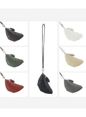 StartFromHere真皮牛角挂脖包 常实用零钱耳机包时髦迷你可颂包