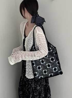 StartFromHere｜小众设计钩花包 真皮托特腋下手工刺绣镂空沙滩包