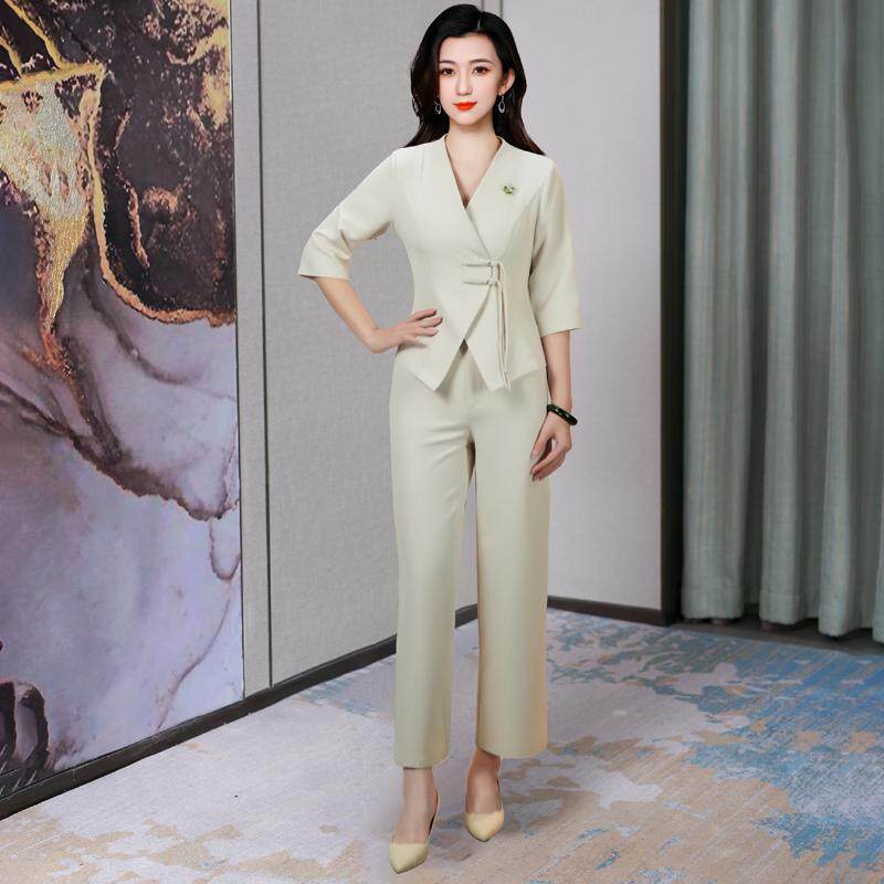 新款美容院养生馆足浴技师工作服女足疗店显瘦遮肚子技师工衣套装