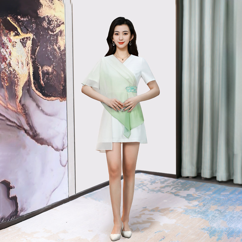 足浴技师工作服女短袖采耳技师服