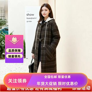 2025秋冬高端复古英伦格子羊绒大衣女中长羊毛大衣女新款毛呢外套