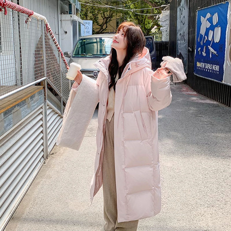 正品长款羽绒服女冬季2025新款超长过膝情侣宽松加厚90白鸭绒