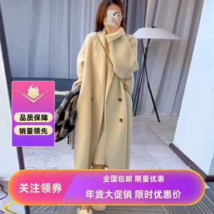 2025秋冬新款高端双面毛呢外套女韩系慵懒风中长羊绒羊毛大衣常规
