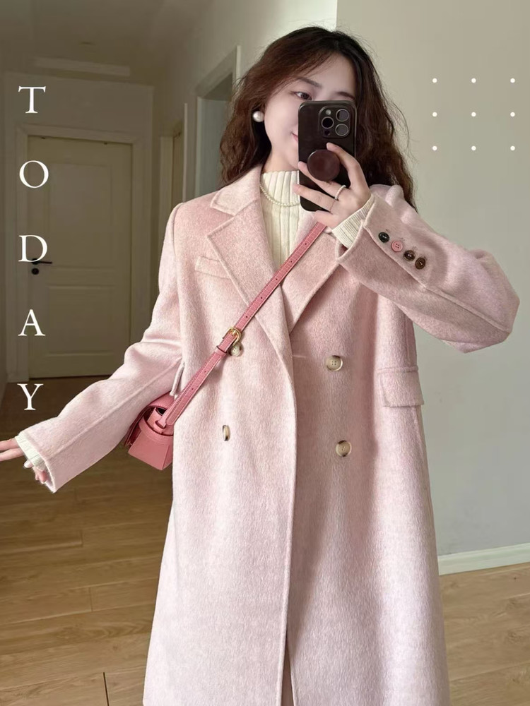 双面羊绒大衣女2025年秋冬季新款正肩高支羊毛小个子毛呢外套