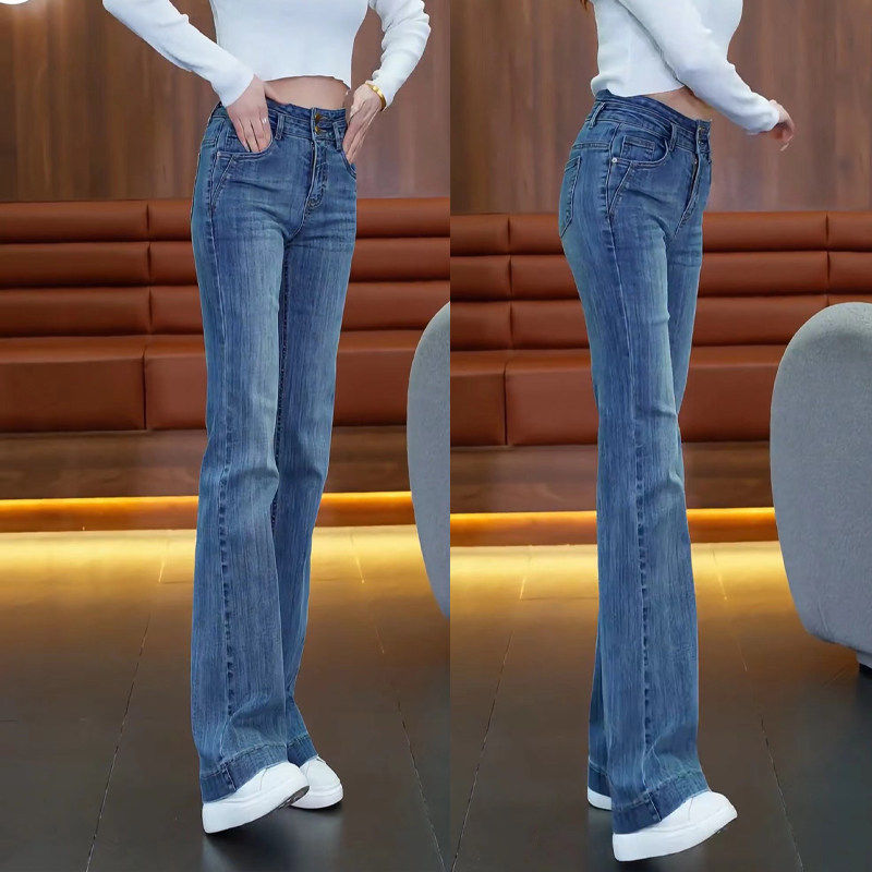 2025欧货爆款裤子女春新款今年流行垂感高级感高腰显瘦牛仔喇叭裤
