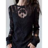 打底衫 修身 黑色蕾丝上衣女纯欲轻熟风减龄百搭洋派长袖 2026春新品