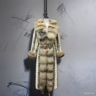 皮草拼貂外套女裘皮大衣 稀有十字貂长款 欧洲大牌风炸街款 2024新款