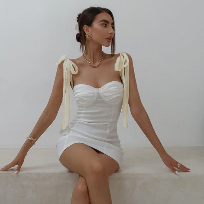 Pleated dress lace bag hip skirt缩褶连衣裙修身气质系带包臀|ruв категории Женская одежда, женской одежды - от Buy2taobao.com для оказания профессиональной услуги покупки агента Taobao