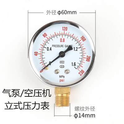 Y600-1.6MPA径向立式金属压力表