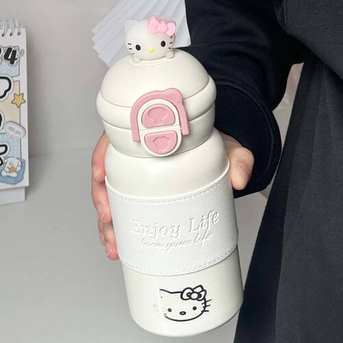 可爱小猫保温杯高颜值少女心女生双饮吸管316不锈钢学生儿童杯子