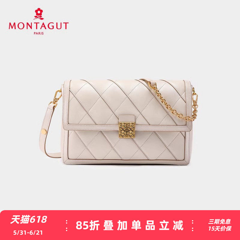 梦特娇女包2025新款菱格小方包链条单肩包羊皮休闲百搭通勤斜挎包