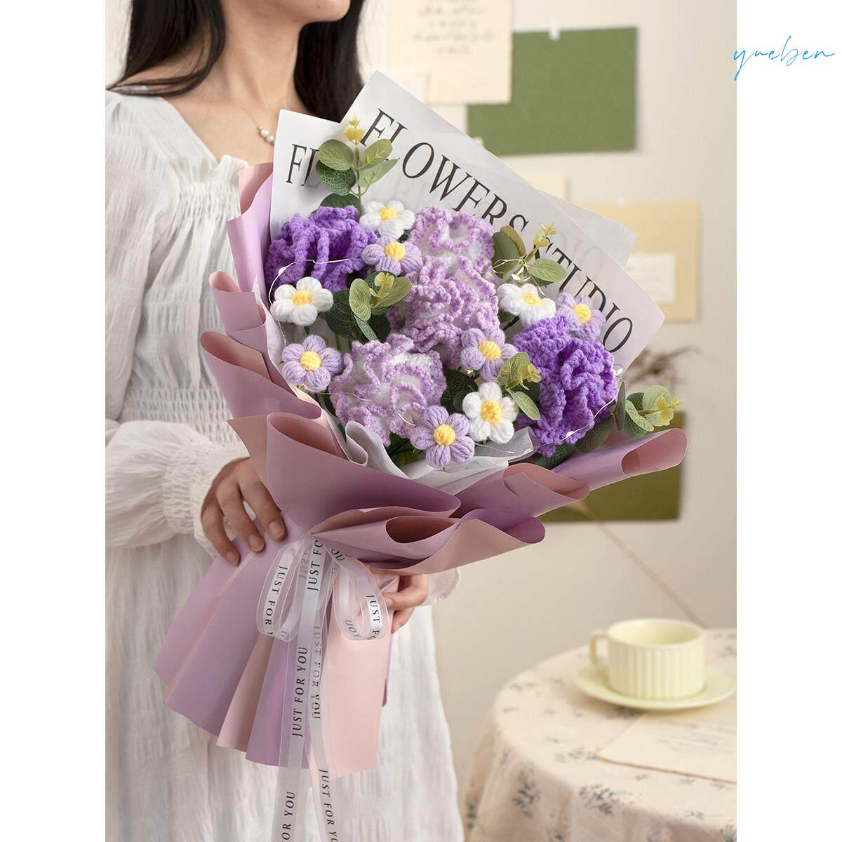 永不凋谢干花花束送妈妈生日礼物创意成品康乃馨手捧花毛线花钩织