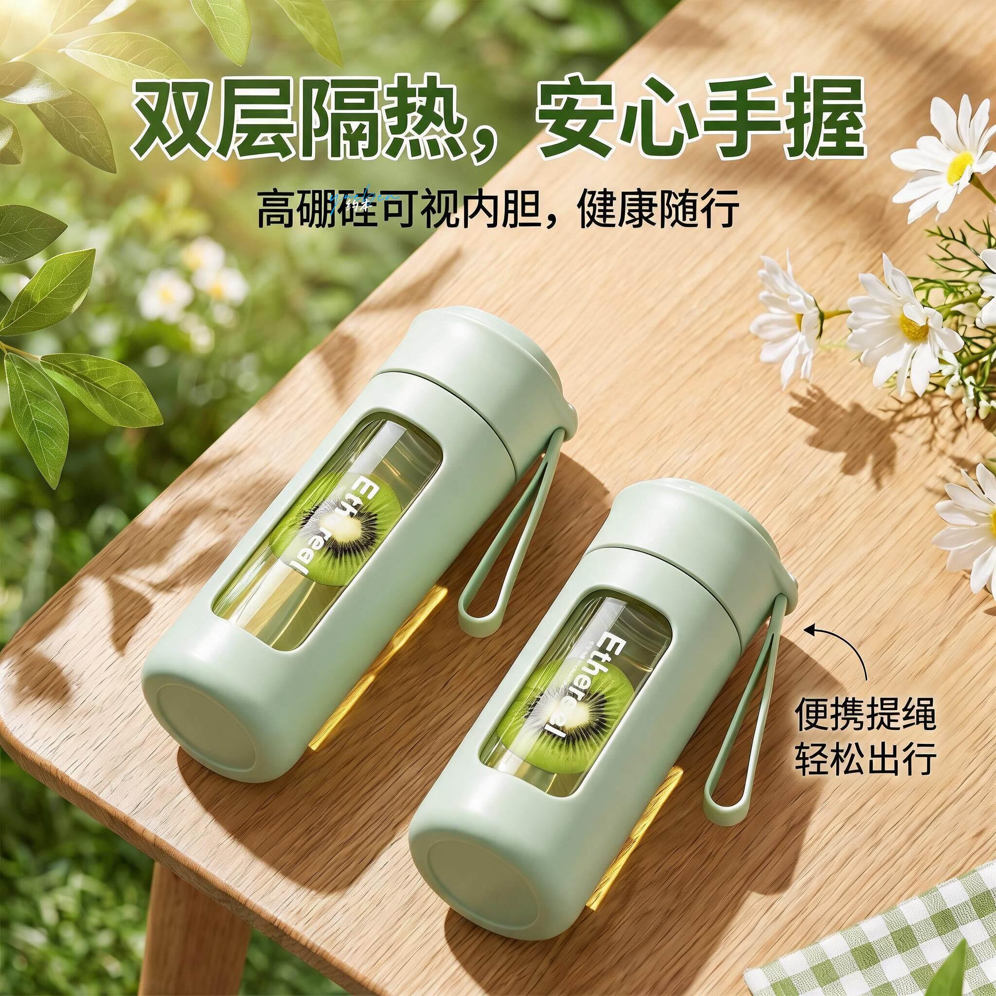 双层玻璃水杯耐高温食品级可装开水防摔防爆泡绿茶专用外出携带图片
