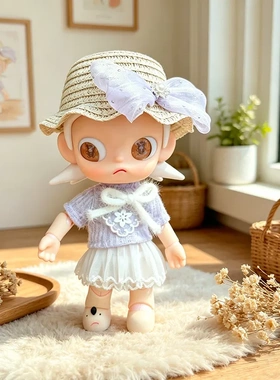 向往之处1/8可动玩偶20CM嘎子姐衣服紫色透气雪花衫草帽裙子套装