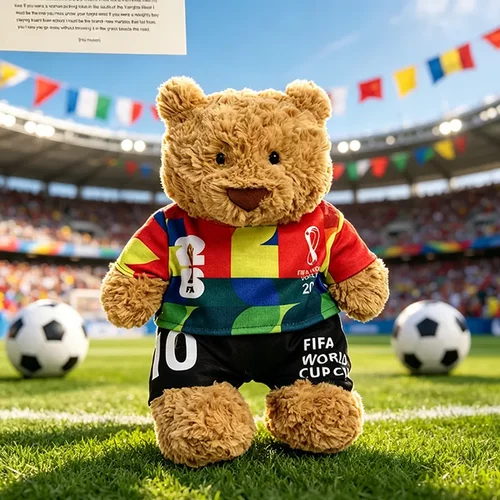 仅衣服-28cm巴塞罗熊玩偶衣服世界杯足球同款娃衣鞋子套装可爱萌