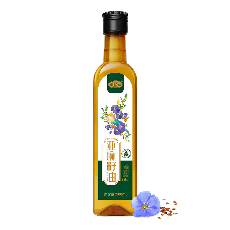 福益德一级亚麻籽油500ml*3瓶家用食用油凉拌