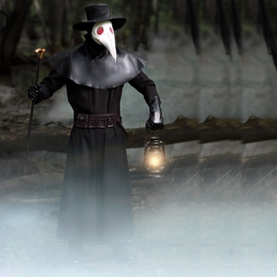 万圣节蚁人服COS中世纪蒸汽朋克风欧美瘟疫鸟嘴医生 乌鸦长嘴面具