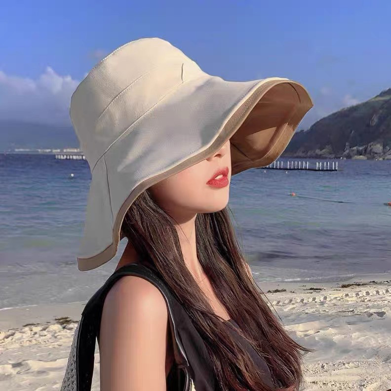 渔夫帽出游网红ins遮阳韩版大檐圆顶时尚百搭全面脸防晒盆帽通用