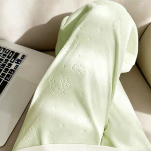 大码秋冬季遛弯裤子软糯德绒保暖睡裤女长裤kt猫宽松休闲裤可外穿