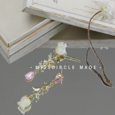 瑟可「瑰意琦行」独特漂亮不对称贝壳玫瑰耳环甜美精致轻奢高级感