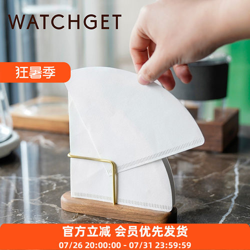 黄铜咖啡滤纸收纳架黑胡桃木v60