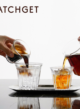 watchget拿铁杯 玻璃咖啡杯竖纹拉花杯子隔热防滑可堆叠水杯200ml