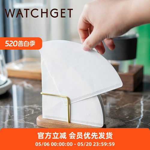 黄铜咖啡滤纸收纳架黑胡桃木v60