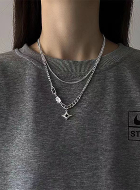 小众设计黑锆石星河芒星项链女轻奢ins嘻哈甜酷百搭饰品潮酷配饰