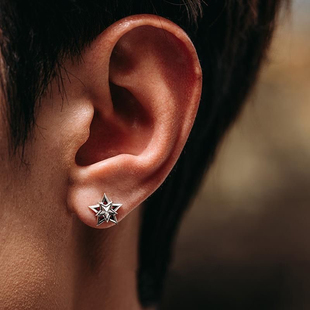 3d立体重叠五角星耳钉男士耳环耳饰高级感小众设计痞帅
