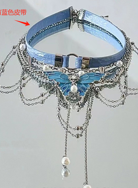 重手工首饰铆钉蝴蝶项链配饰女颈链小众锁骨链choker2024新款
