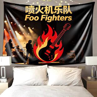 喷火机乐队 Foo Fighters摇滚吉他装饰挂旗酒吧海报背景墙布挂布