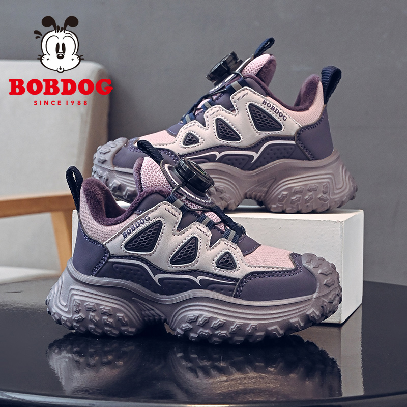 巴布豆童鞋官方旗舰店女童加绒鞋子秋冬款二棉鞋冬季男儿童运动鞋