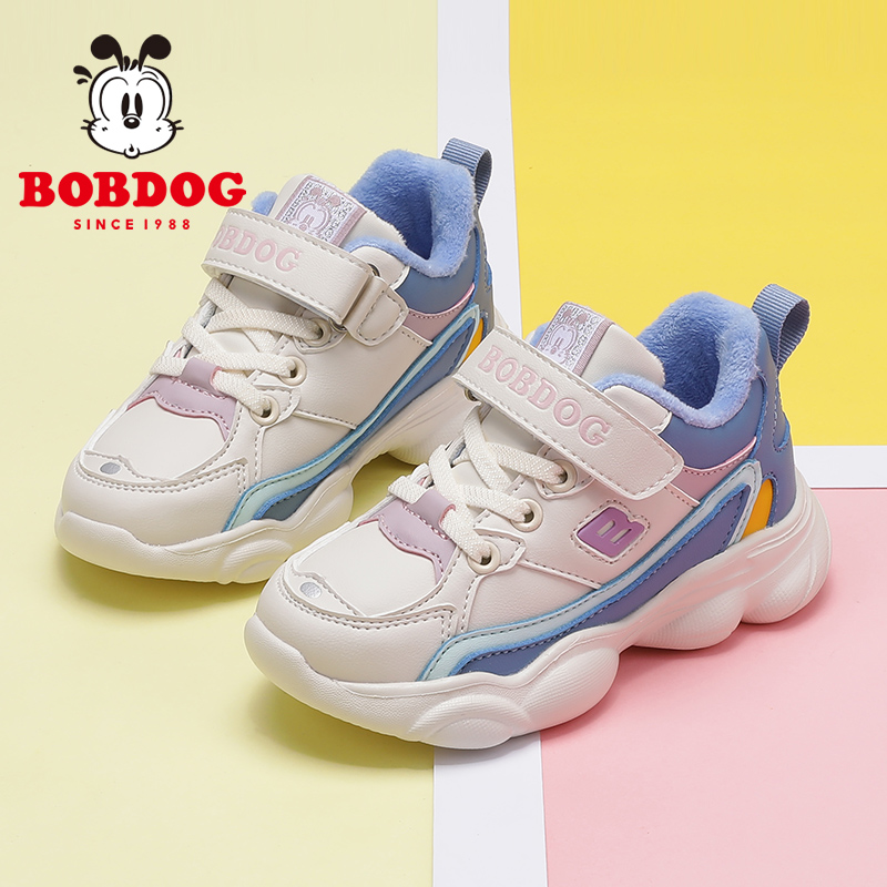 巴布豆冬季新款加绒鞋百搭运动鞋