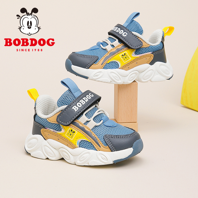 巴布豆童鞋男宝宝鞋子2025新款春秋网面透气婴幼儿鞋子小童机能鞋