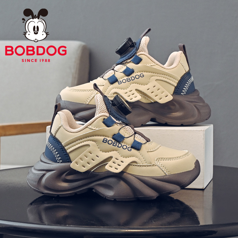 巴布豆童鞋儿童运动鞋2025新款秋季男大童旋纽扣老爹鞋女儿童鞋子