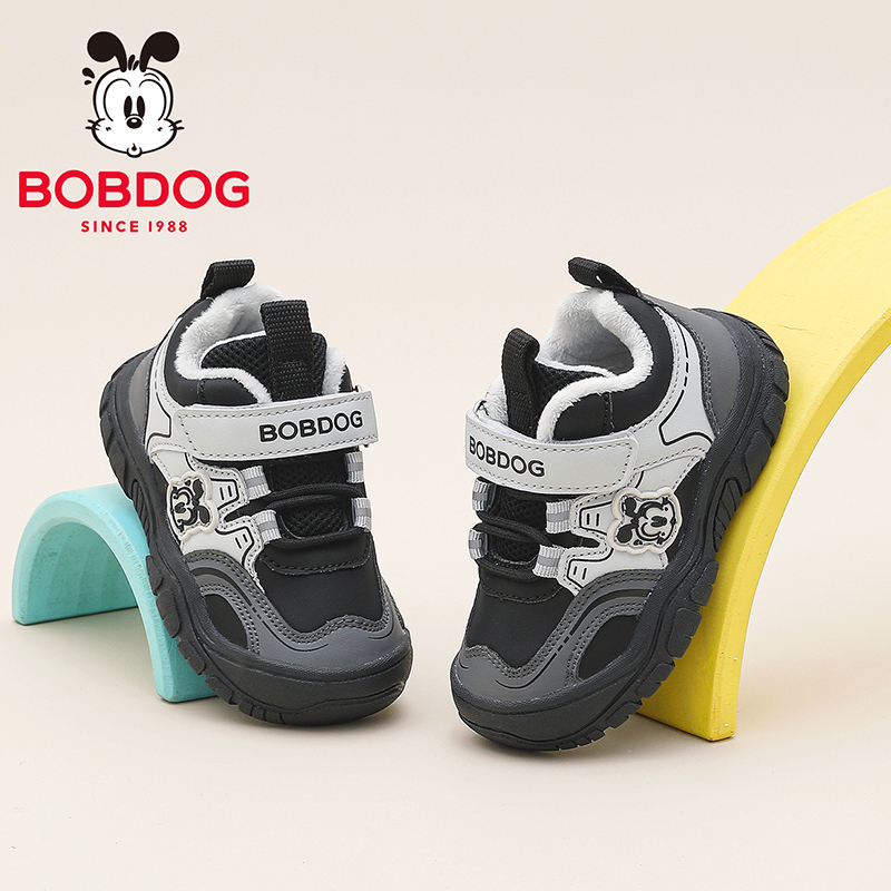 巴布豆童鞋男童鞋子2025新款冬季加绒二棉鞋婴儿鞋男宝儿童学步鞋