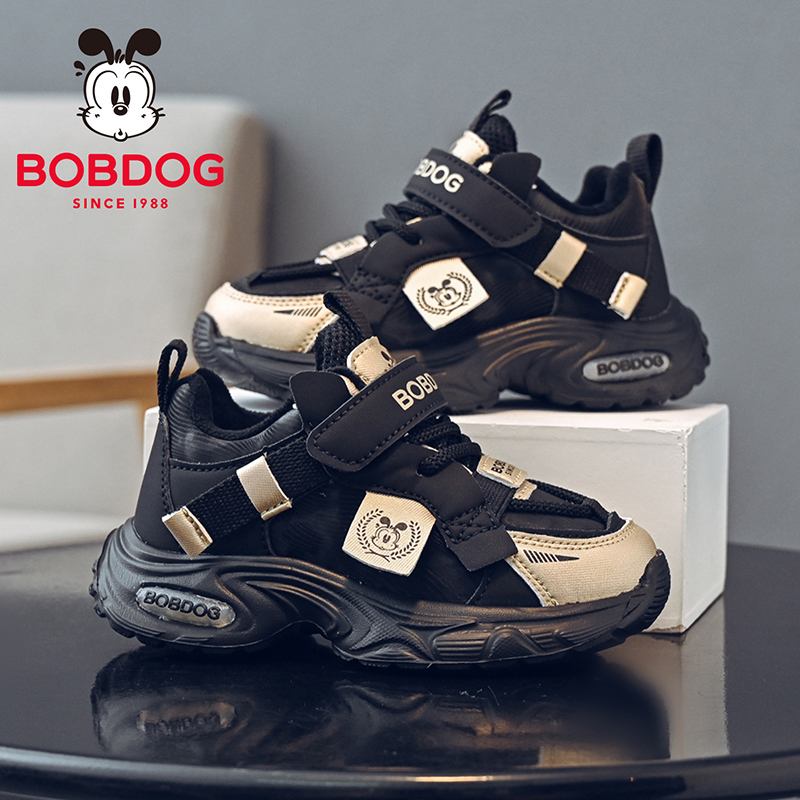 巴布豆童鞋男童运动鞋2025新款秋冬加绒老爹鞋女孩跑步鞋儿童鞋子
