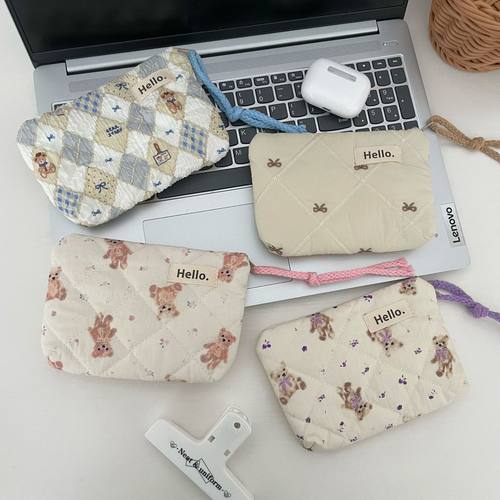 可爱绗缝夹棉零钱包女2025新款迷