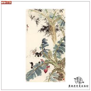 山月春江水X暖图新中式国画装饰画玄关客厅复古怀旧画作